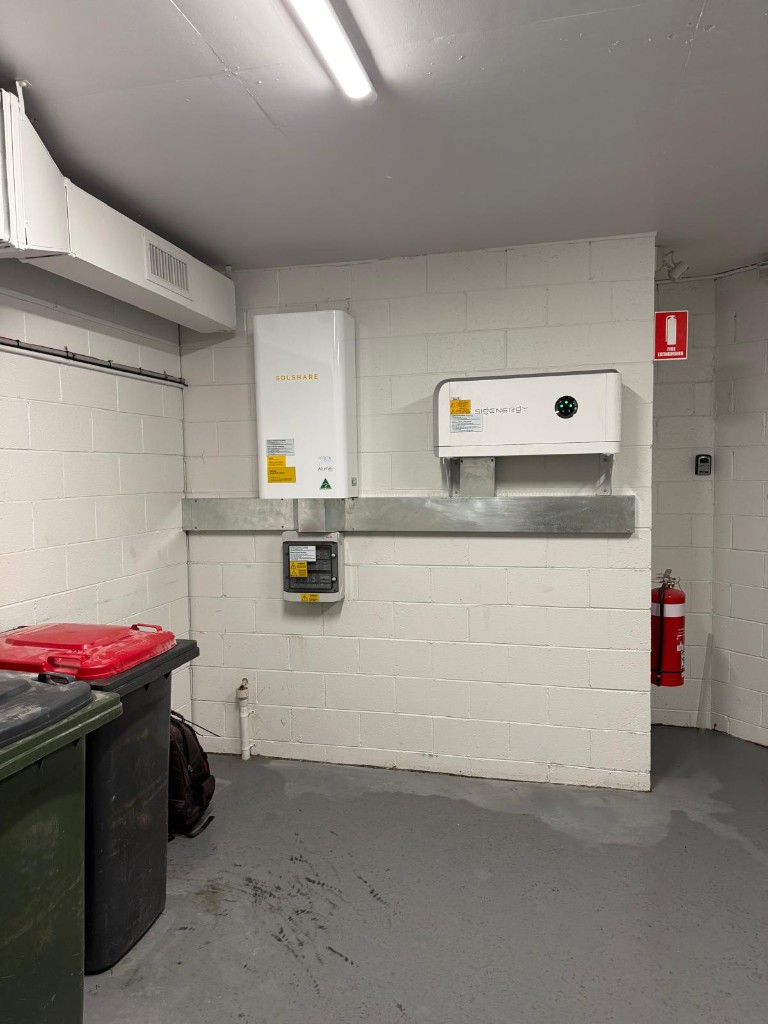 SolShare and Sigenergy equipment in utility room with cable tray